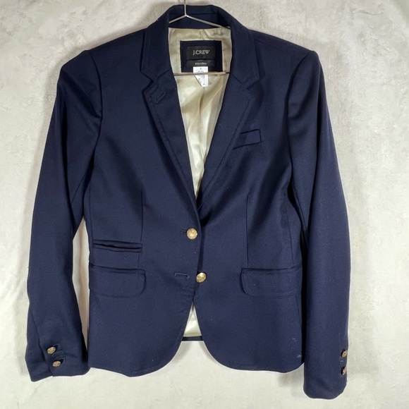 J. Crew Schoolboy Size 0 Wool Midnight Blue Blazer with Brass Buttons Coat - Picture 2 of 10